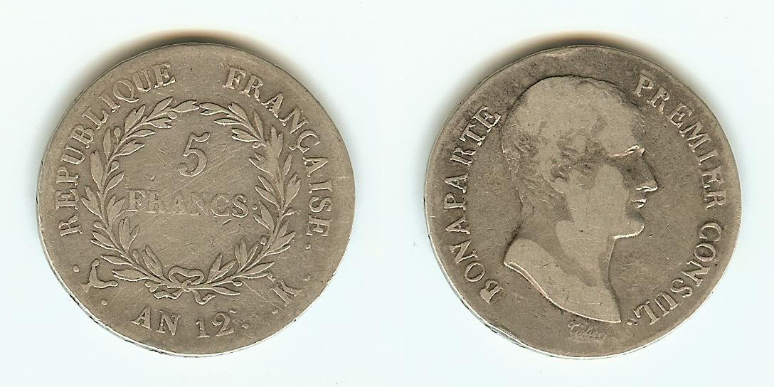 5 francs Bonaparte 1804 K gF